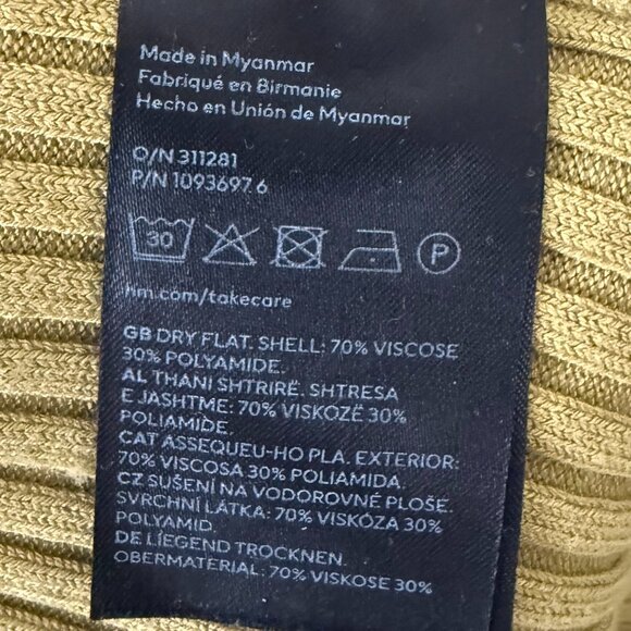 H&M Chartreuse Yellow Green Ribbed Scoop Neck Sleeveless Tank Top Mini Dress - Picture 5 of 5